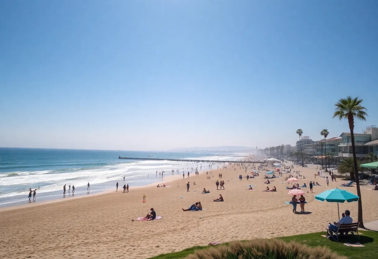 People enjoying a sunny day at San Diego beaches during Labor Day weekend.