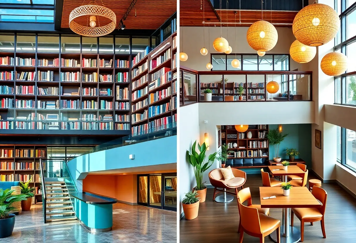 Collage of San Diego libraries and dining spots
