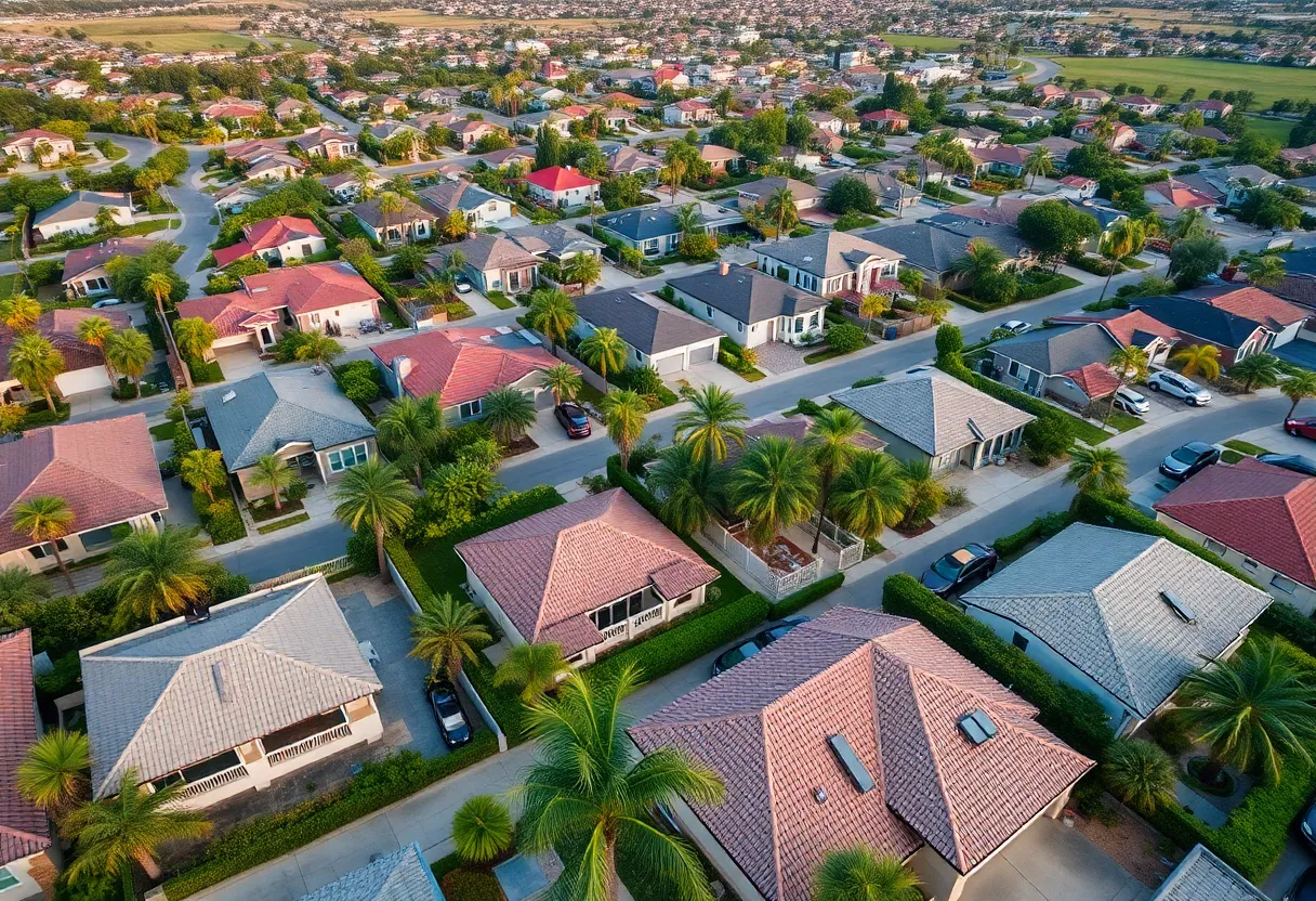 Aerial view of a residential neighborhood in San Diego