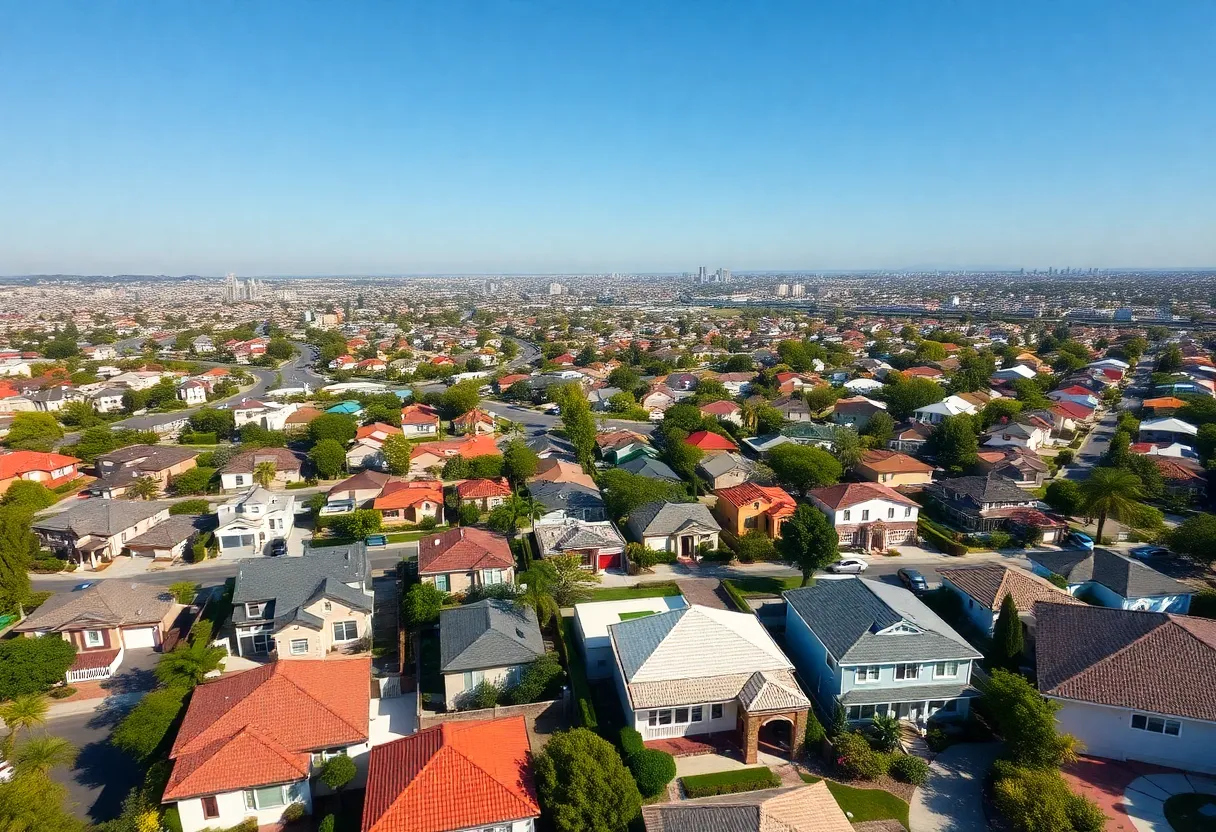 Aerial view of residential neighborhoods in San Diego