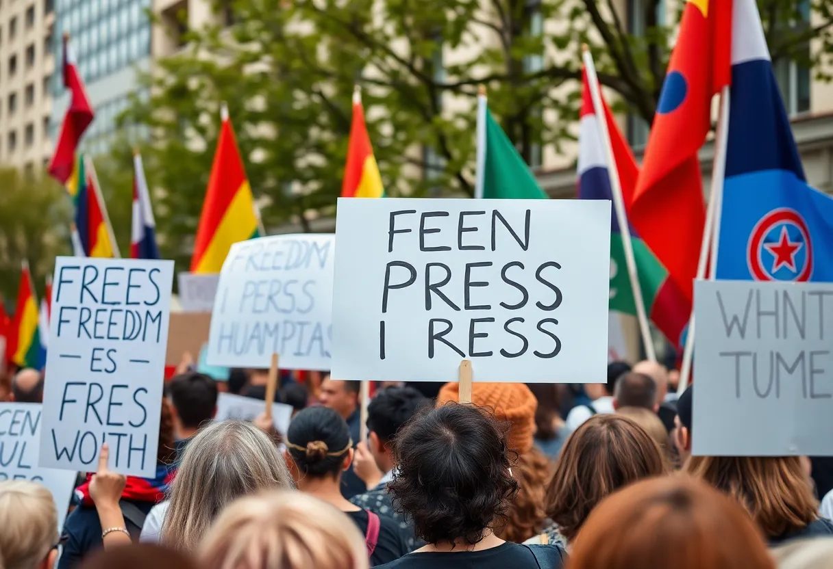Protesters in San Diego rally for press freedom