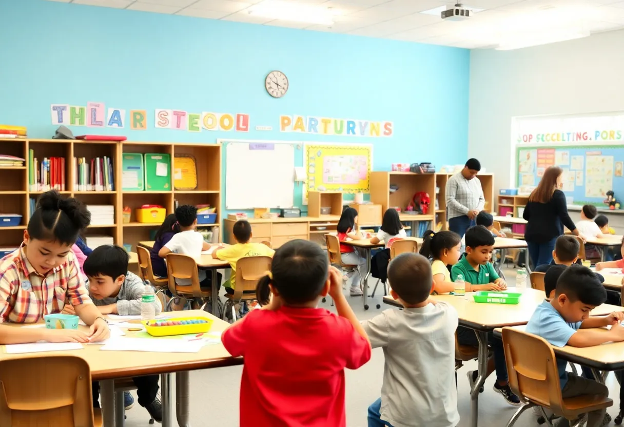Students and teachers in a vibrant classroom setting in San Diego.