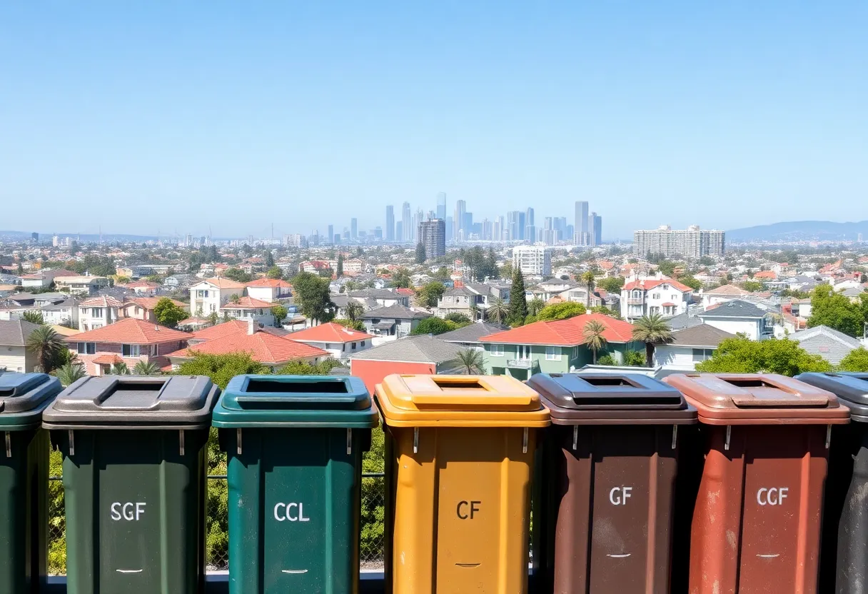 View of San Diego neighborhood with trash bins