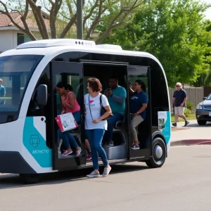 Electric microtransit vehicle in Southeastern San Diego