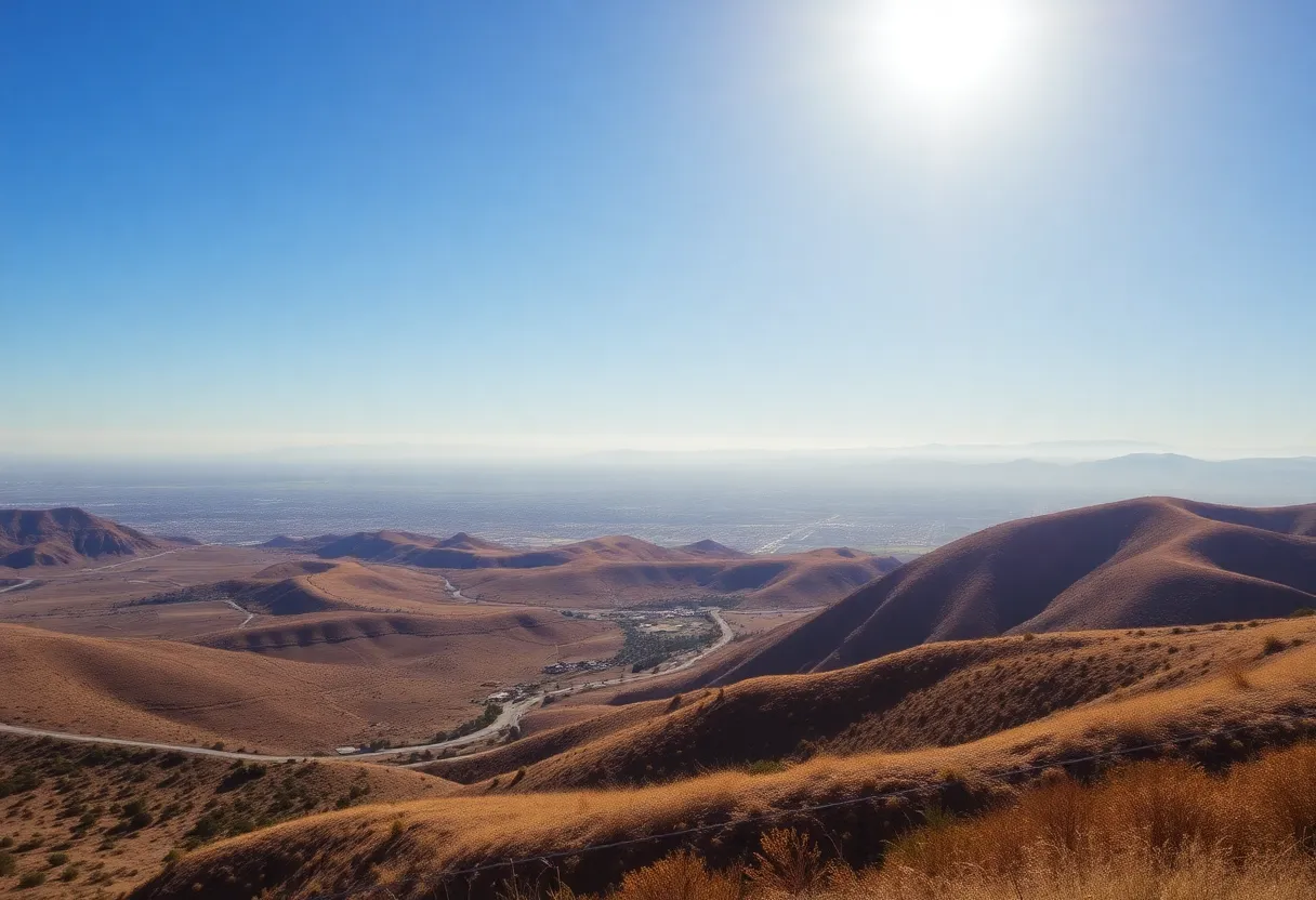 Southern California landscape under heat wave conditions