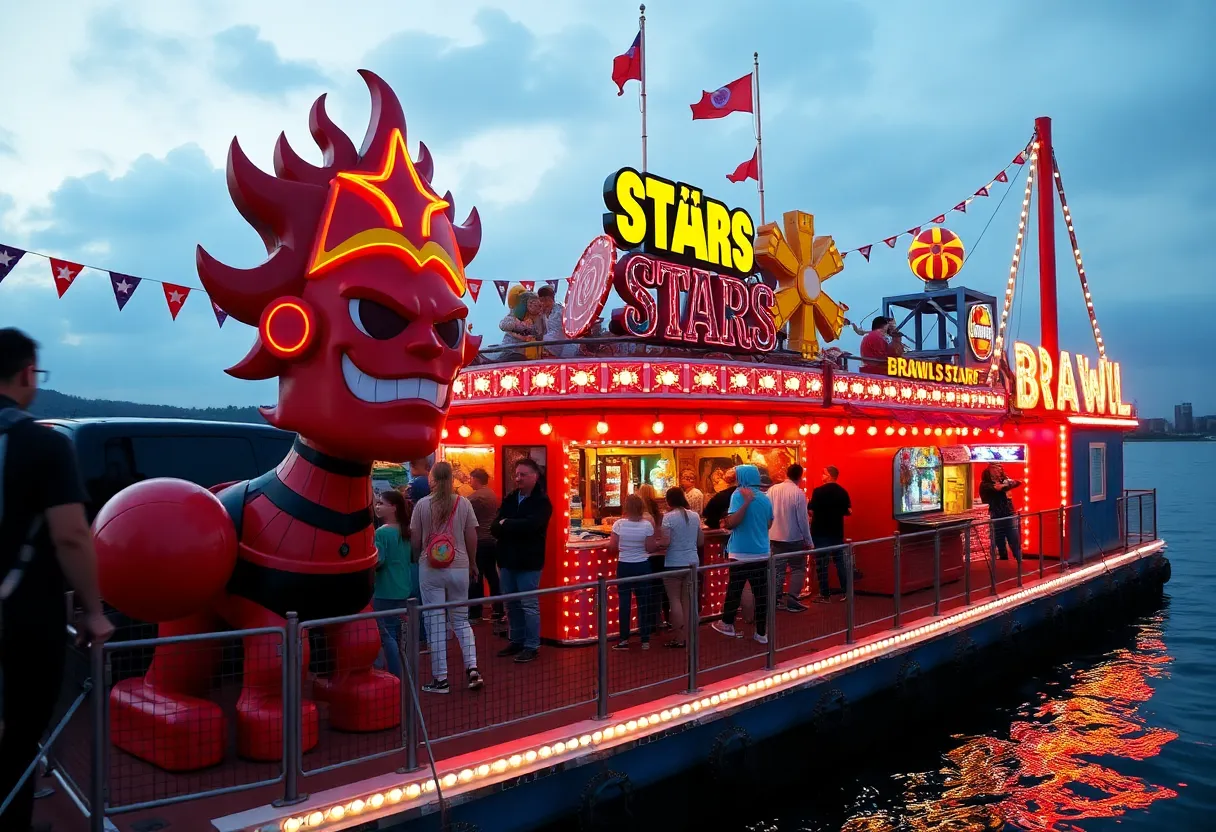 Carnival atmosphere at Starr Park featuring Brawl Stars decorations and activities