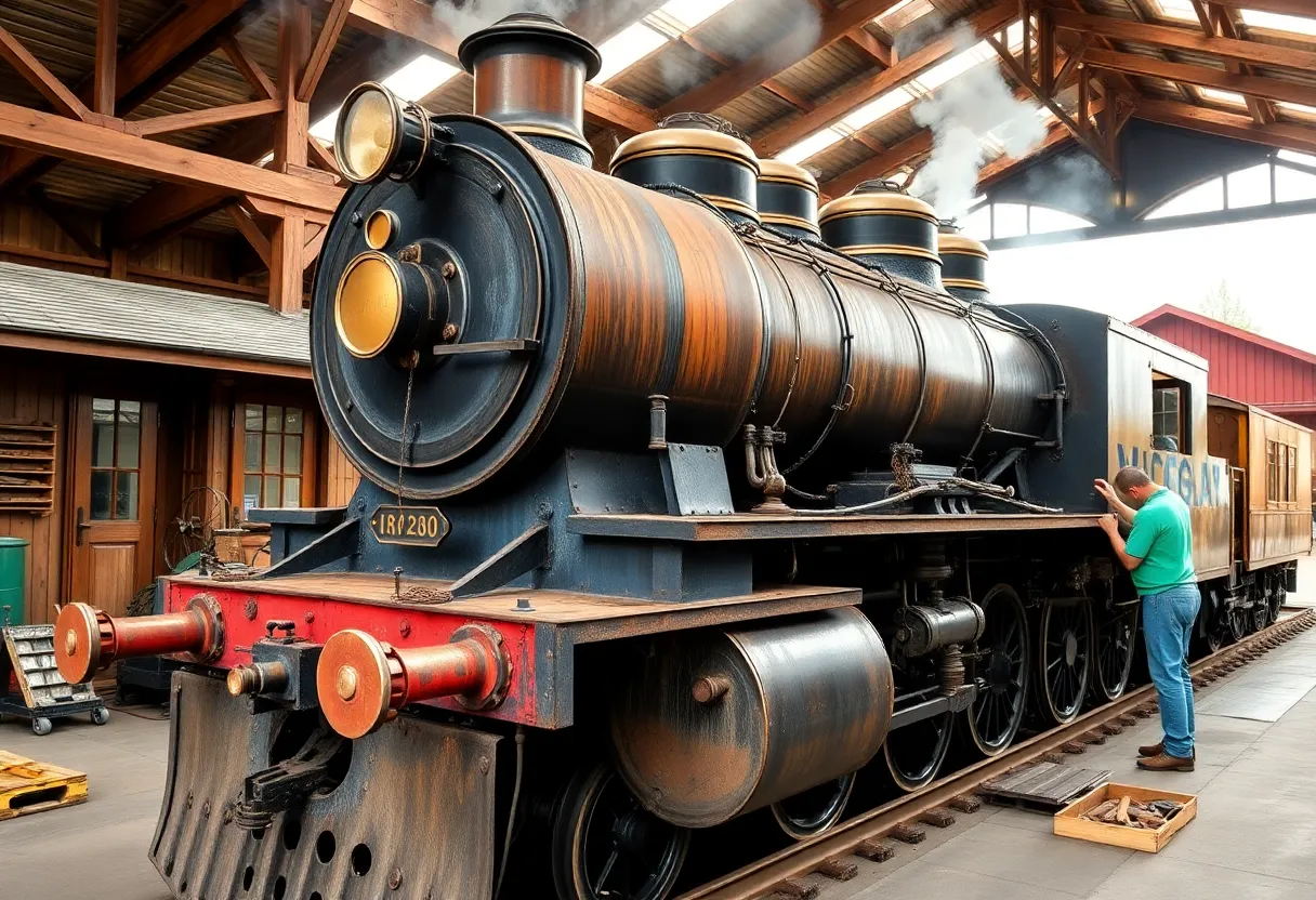 Historic steam locomotive No. 3 being restored at La Mesa Depot