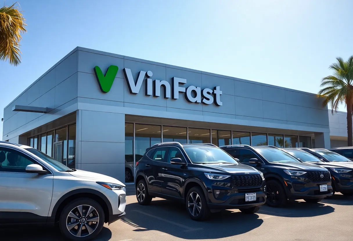 VinFast dealership in San Diego with electric SUVs