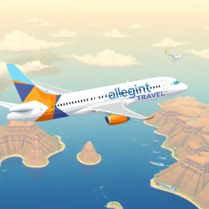 Allegiant Travel airplane flying over leisure destinations