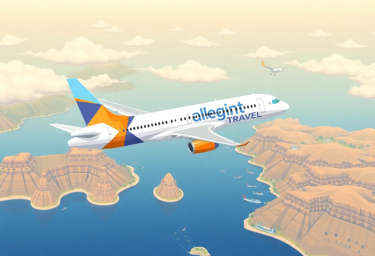 Allegiant Travel airplane flying over leisure destinations