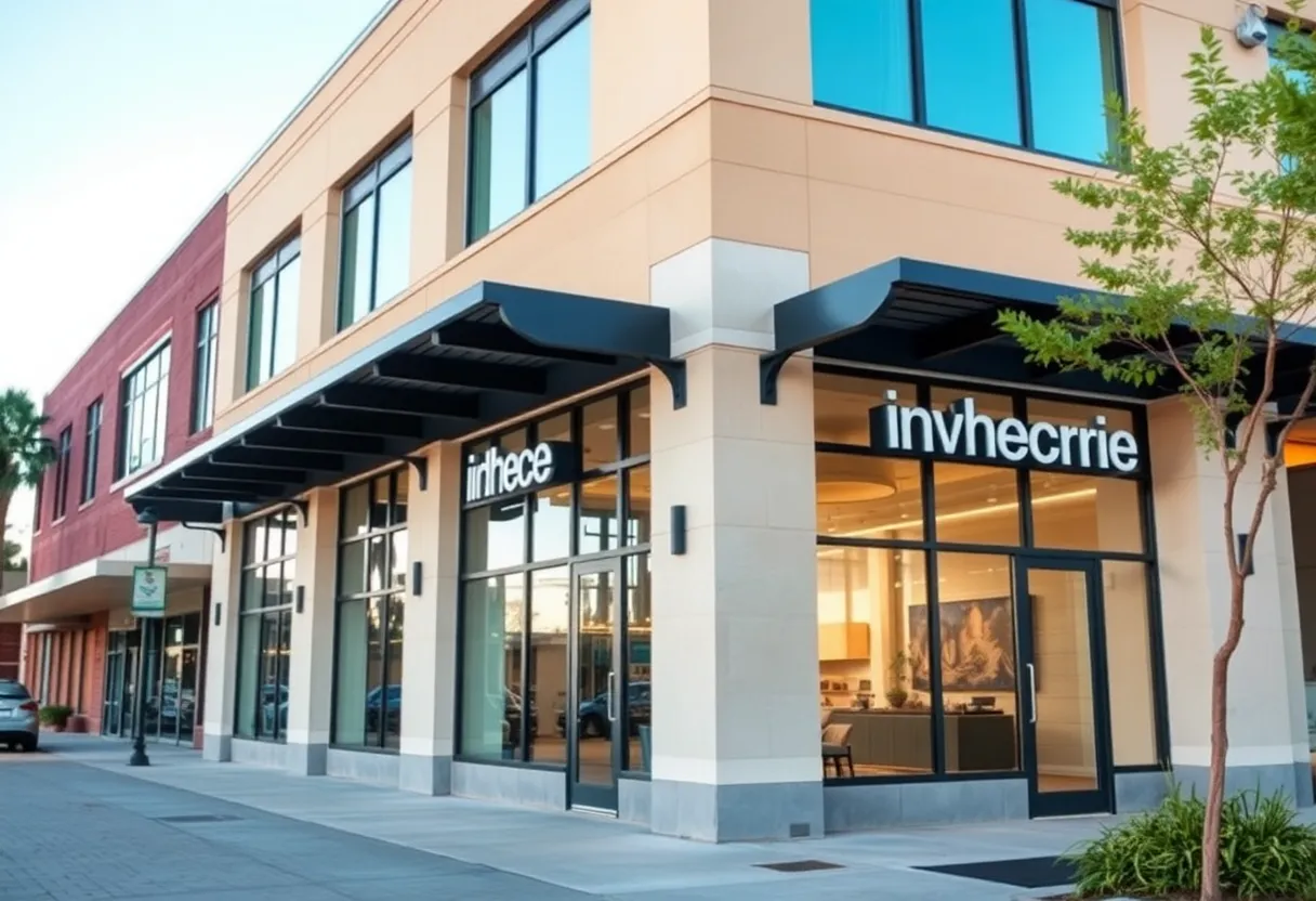 Exterior view of American Business Bank's new office in Riverside