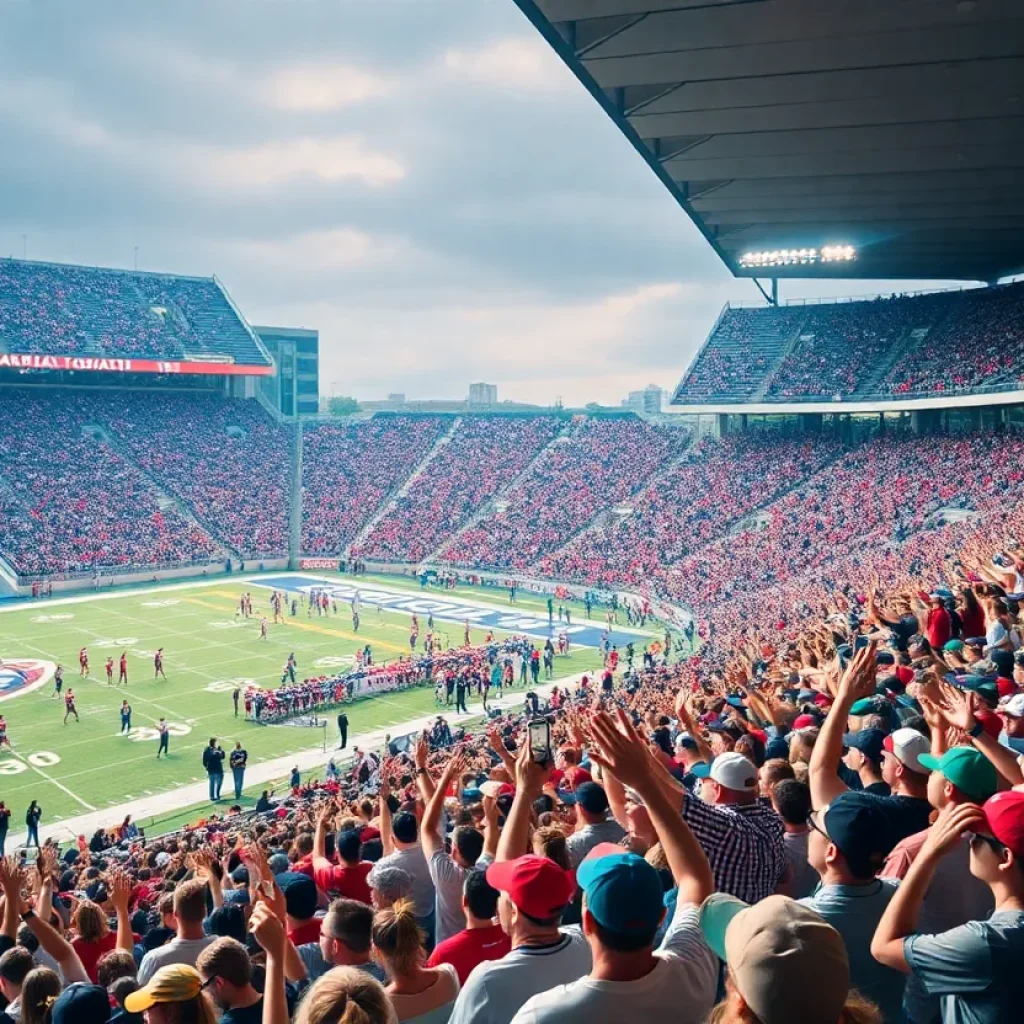 Fans cheering at a Big Sky Conference football game