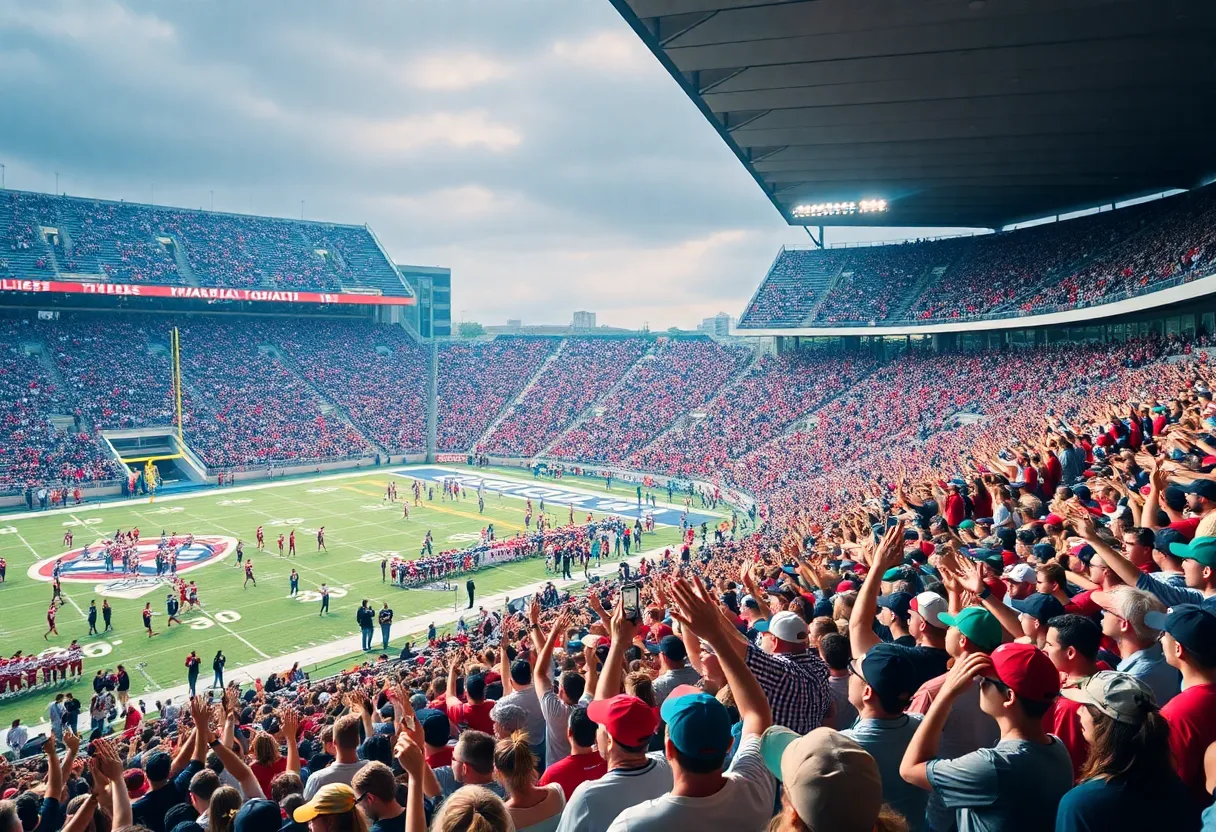 Fans cheering at a Big Sky Conference football game
