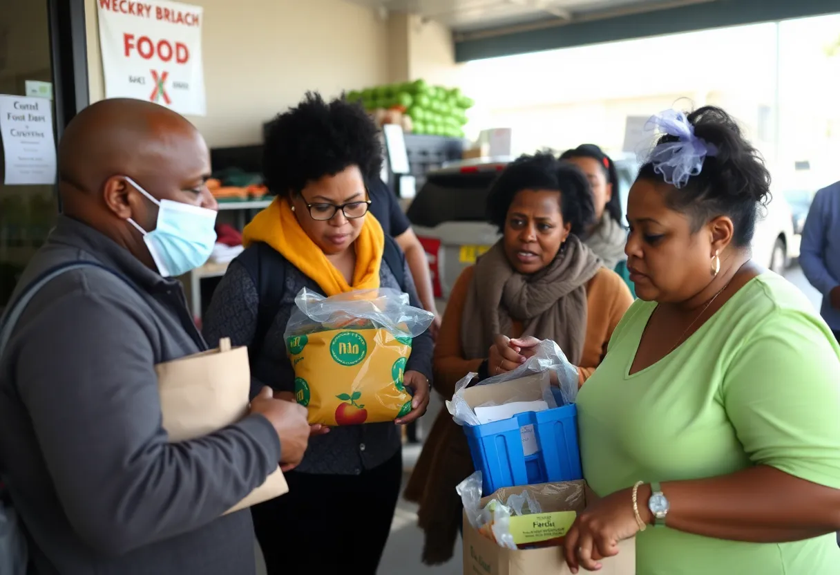 Local food bank serving the community in San Diego, highlighting food assistance challenges.
