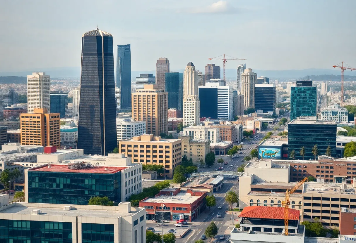 A vibrant California city representing various job sectors.