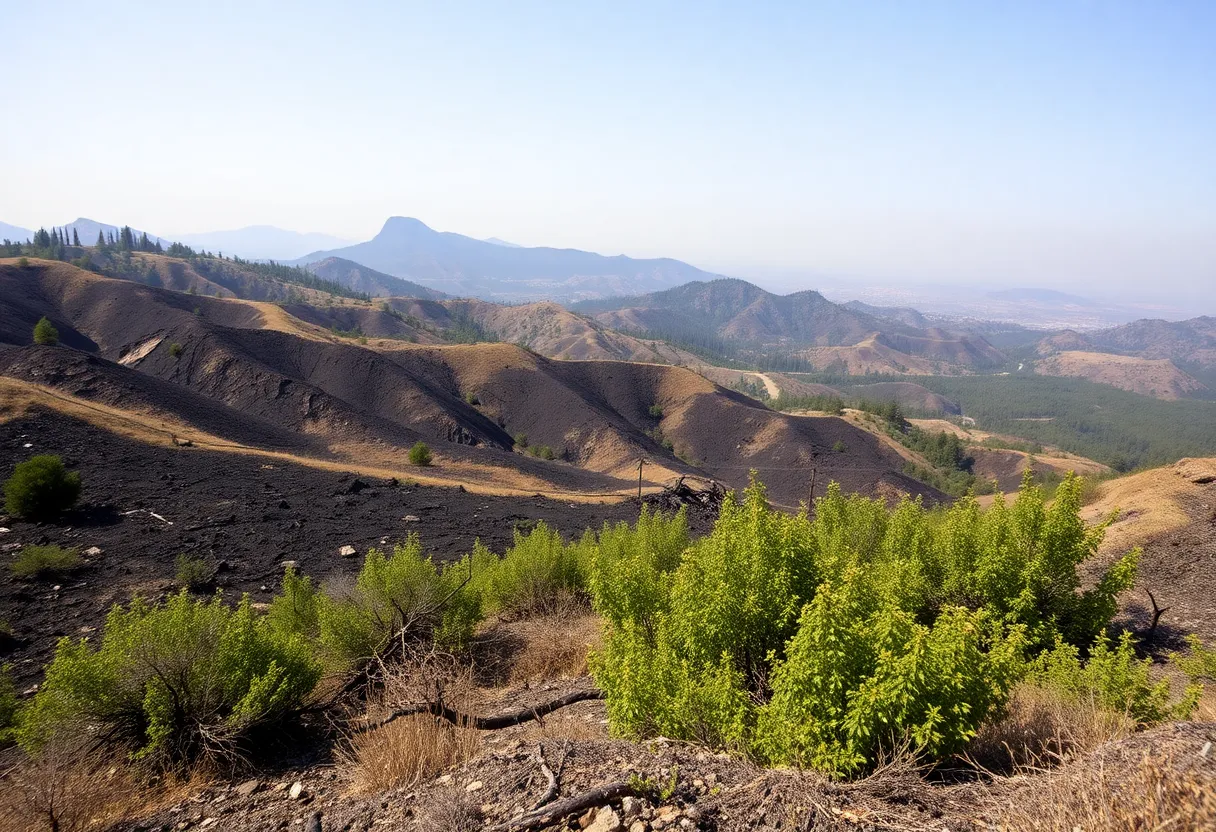 California landscape post-wildfire showing recovery