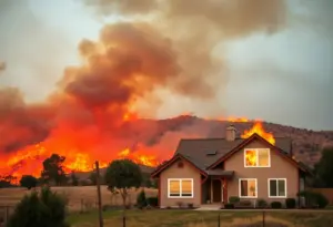 Fireproofed home in California amidst wildfire threat