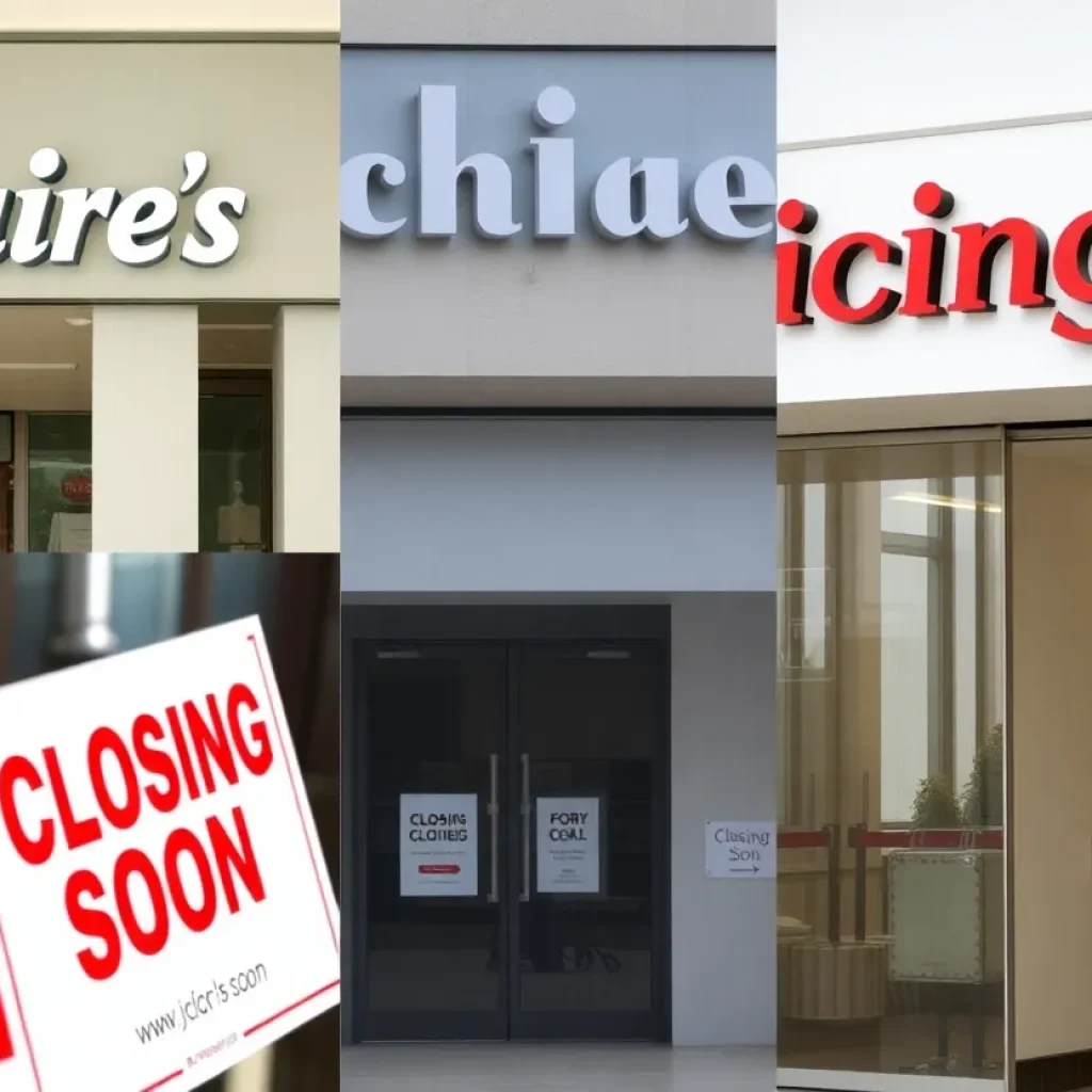 Collage of Claire's and Icing stores with 'Closing Soon' signs