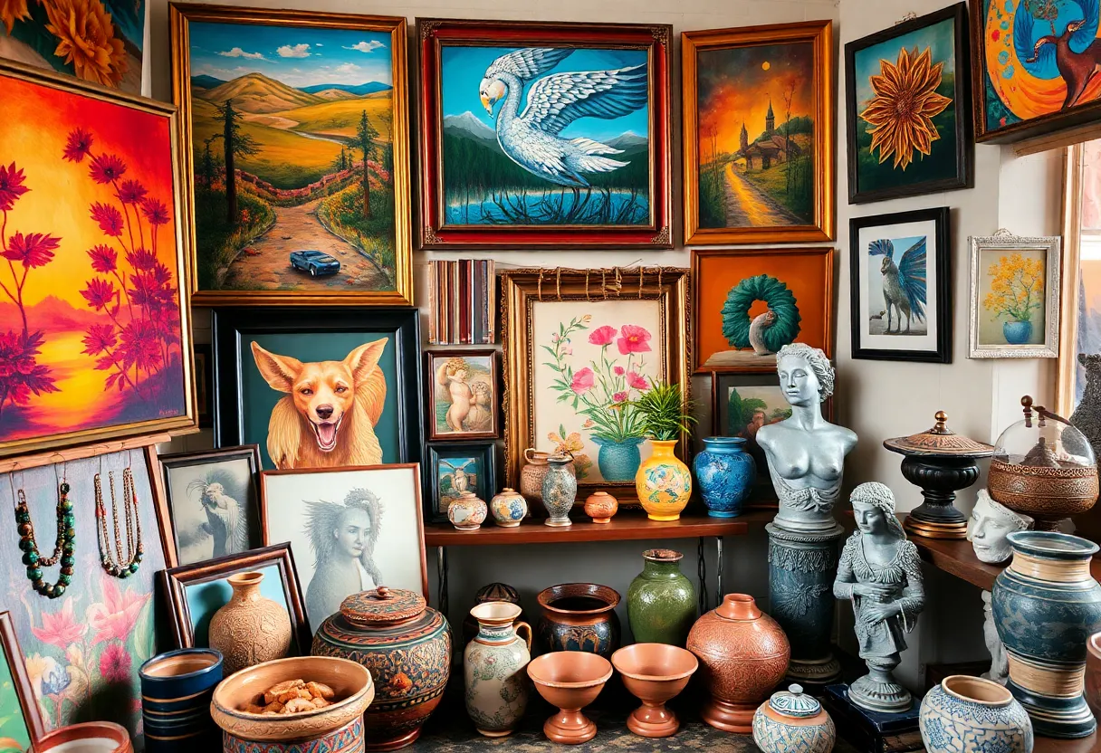 Diverse artworks displayed during San Diego Coastal Art Studios Tour