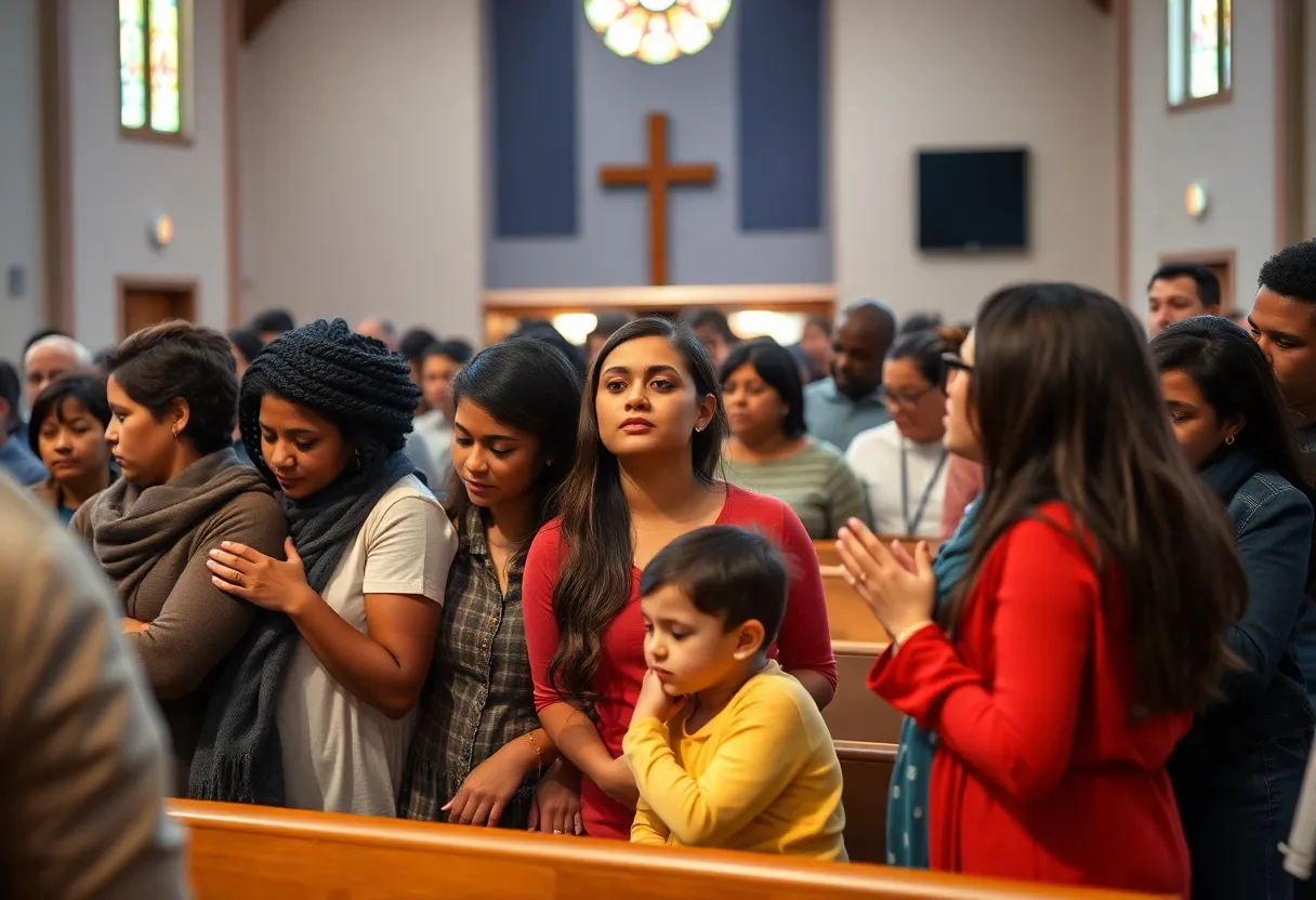 Community members gathered in prayer at Our Lady of Guadalupe Church.
