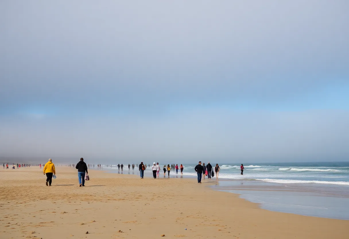 Coastal view of San Diego with a marine layer and cooler temperature setting