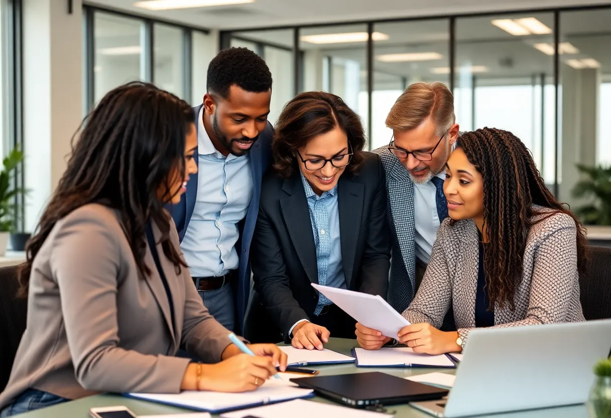 Diverse accountants discussing new CPA licensing changes in California