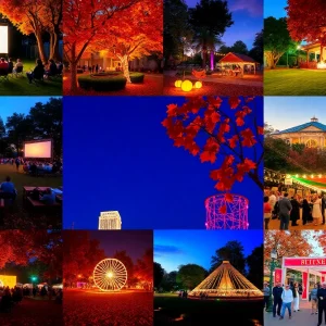 Collage showcasing various fall events in San Diego, including movie nights, culinary tours, and cultural festivals.