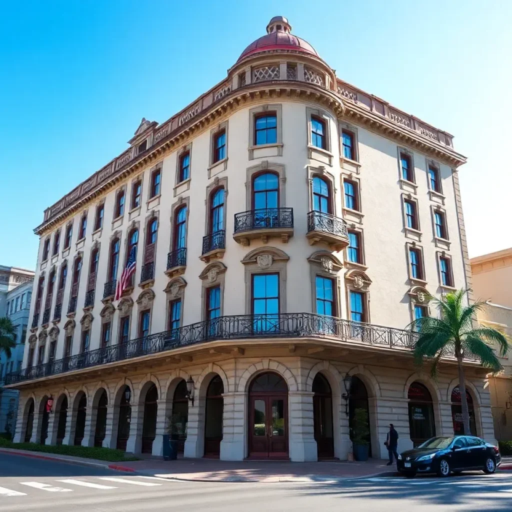 A beautifully preserved historic hotel in San Diego, reflecting the city's rich architectural heritage.