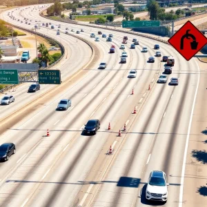 Construction zone on Interstate 5 in San Diego