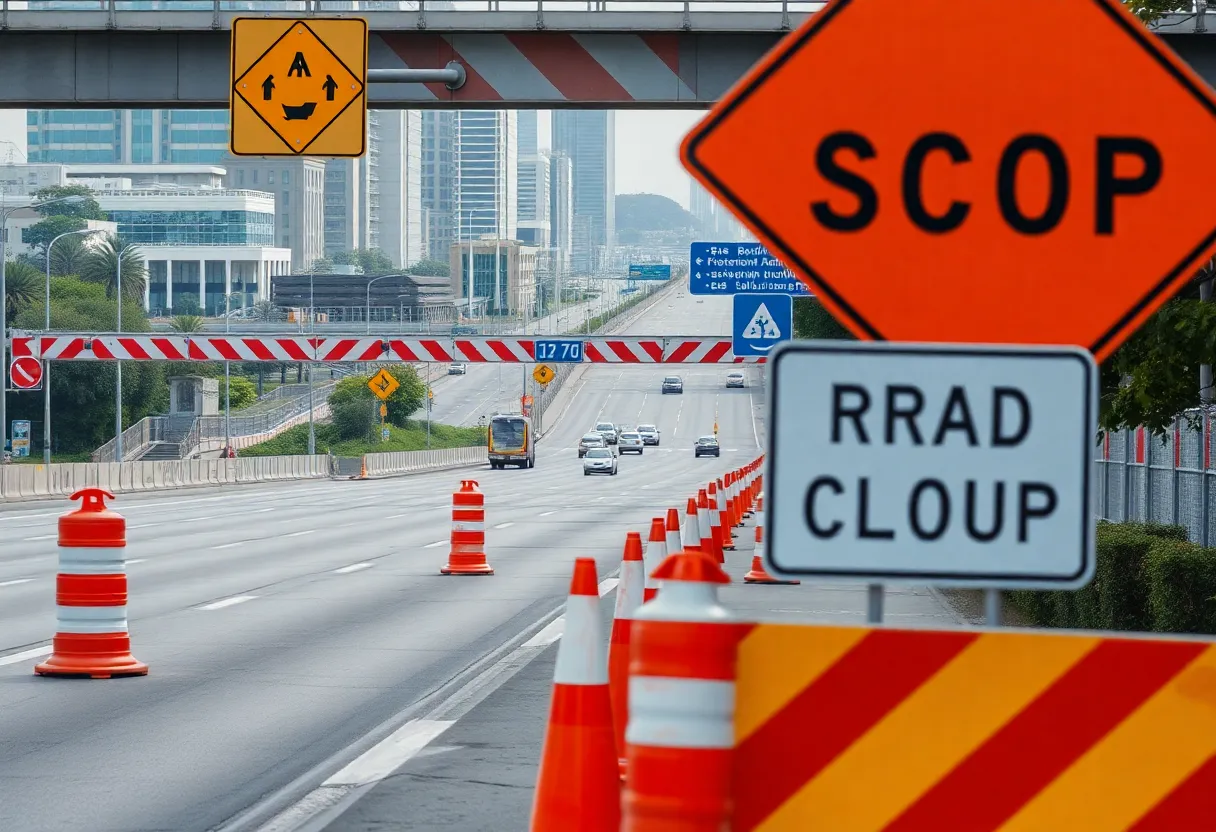 Southbound I-5 road closure for improvement works