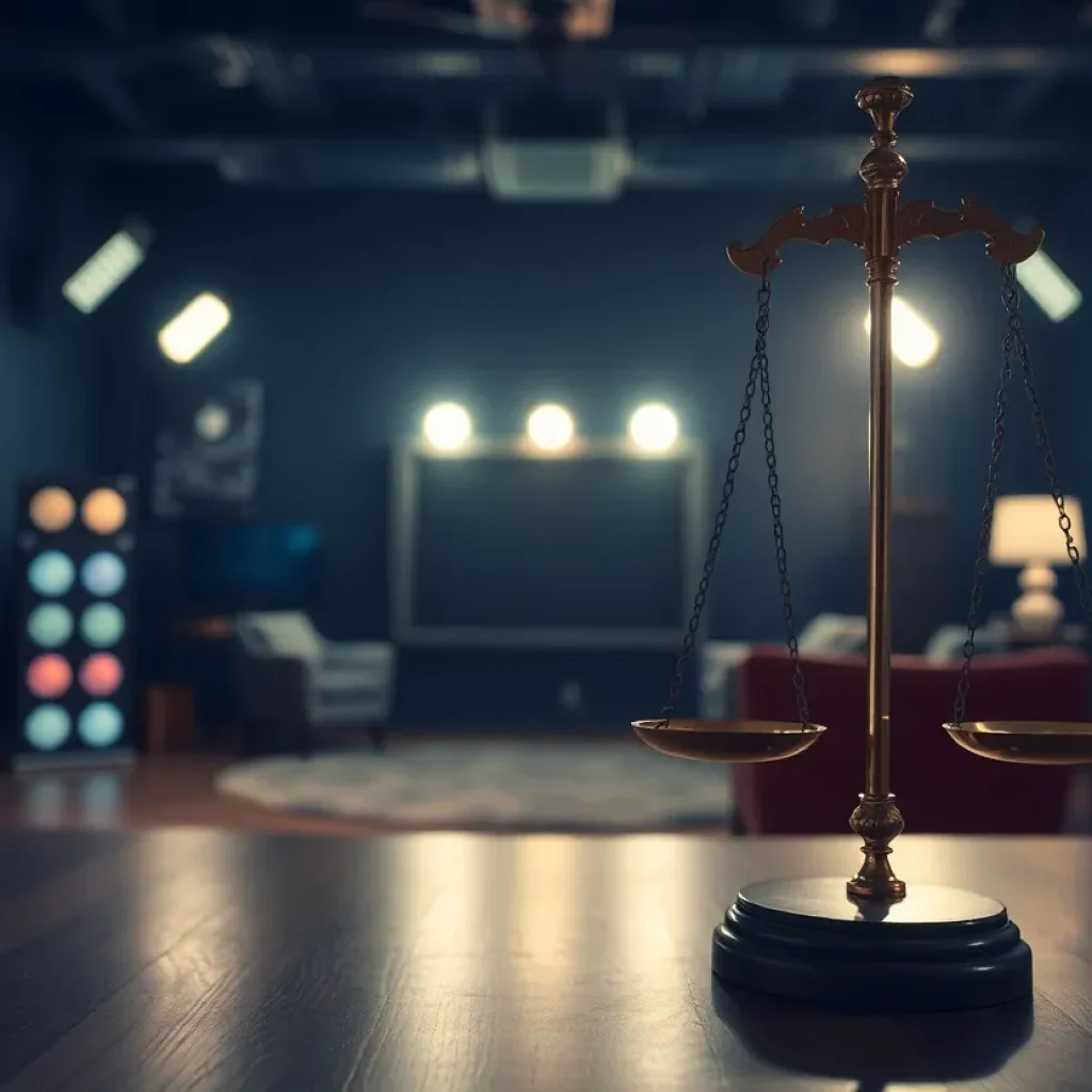 Symbolic representation of the adult entertainment industry's challenges with justice.