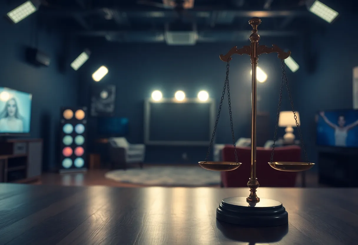 Symbolic representation of the adult entertainment industry's challenges with justice.