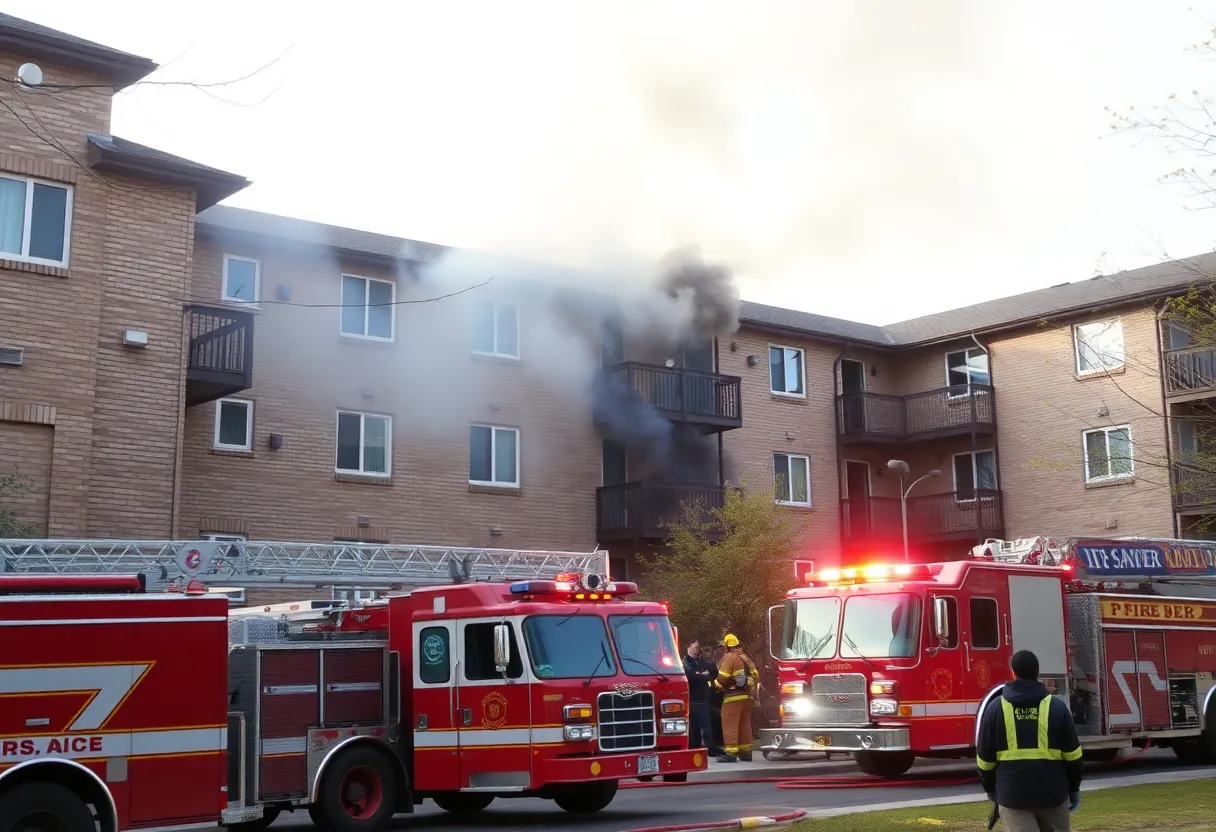 Firefighters responding to a fire at an apartment complex in Lake Murray.