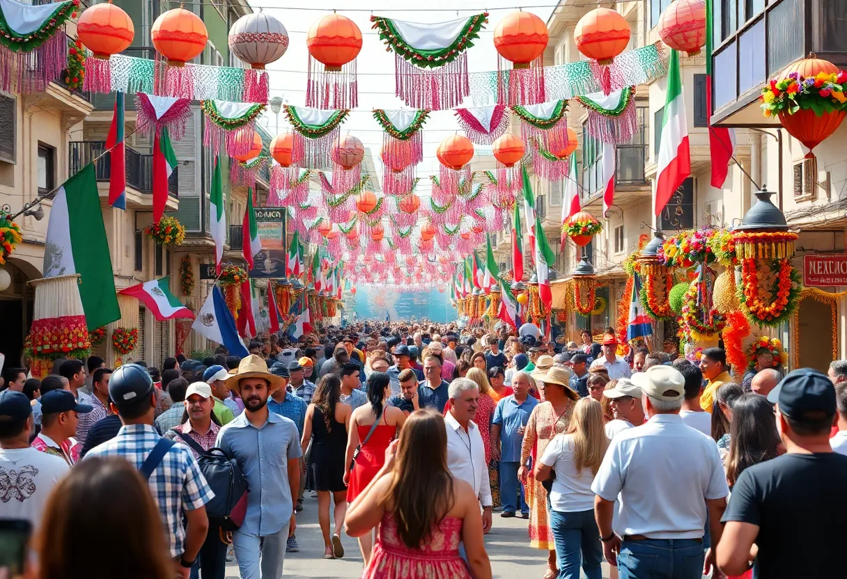 Crowds enjoying the vibrant Mexico Independence Day festivities in San Diego