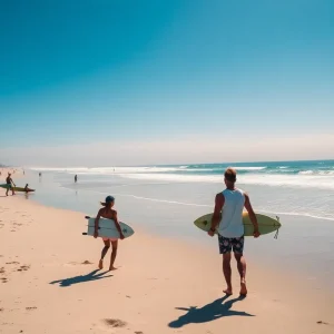 Less crowded San Diego beach during local summer
