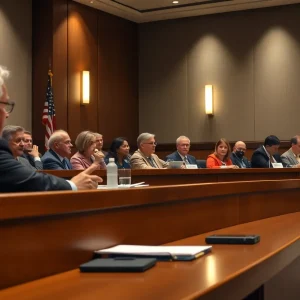 Citizens attending a city council meeting in San Diego regarding parking district issues