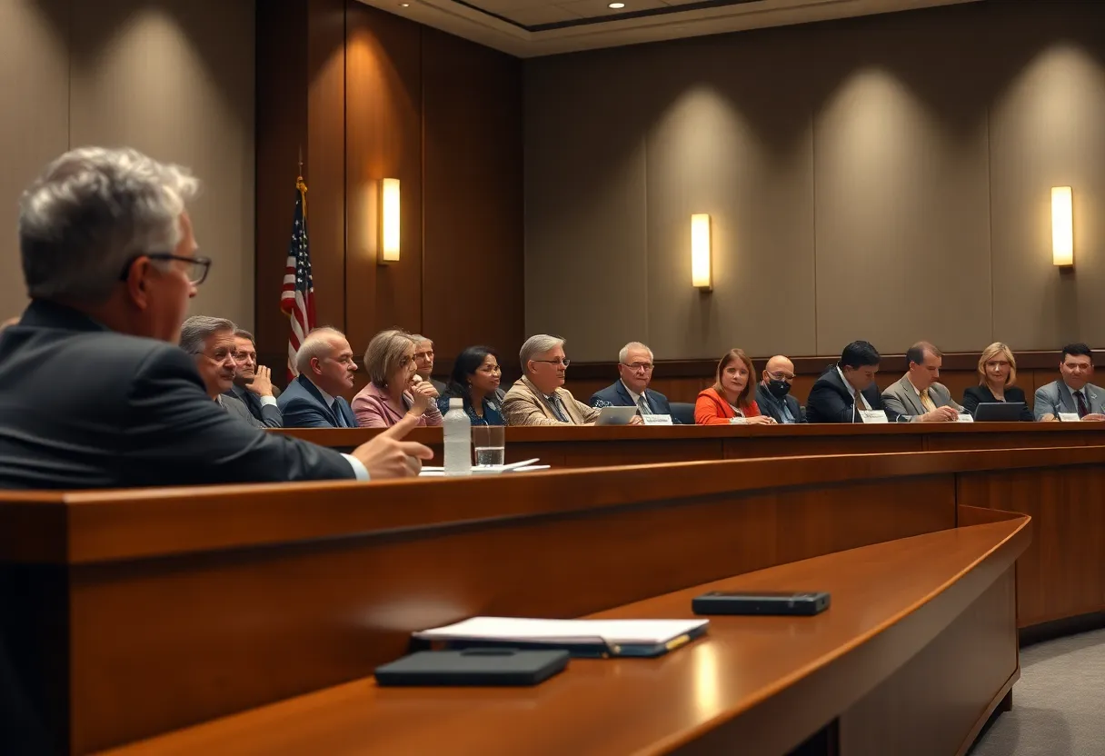 Citizens attending a city council meeting in San Diego regarding parking district issues