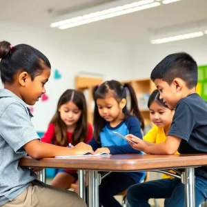 Students engaged in collaborative learning in a modern classroom in San Diego.