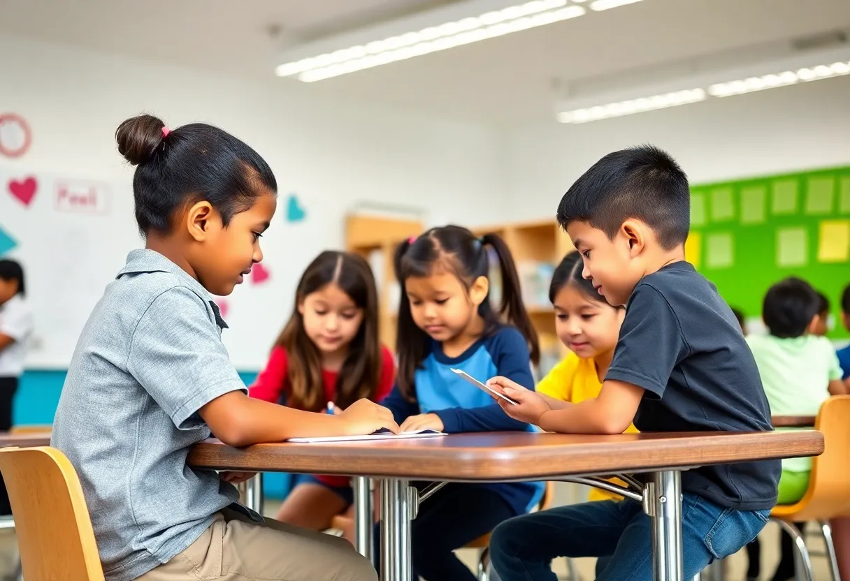 Students engaged in collaborative learning in a modern classroom in San Diego.