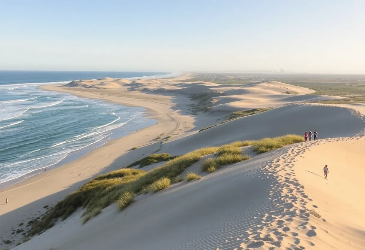 San Diego coastline with elevated sand dunes and restored habitats