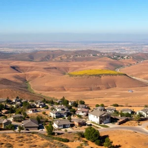 Aerial view of San Diego County highlighting wildfire risk zones and neighborhoods.