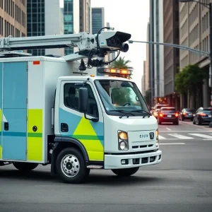 Electric patch truck for pothole repairs in San Diego