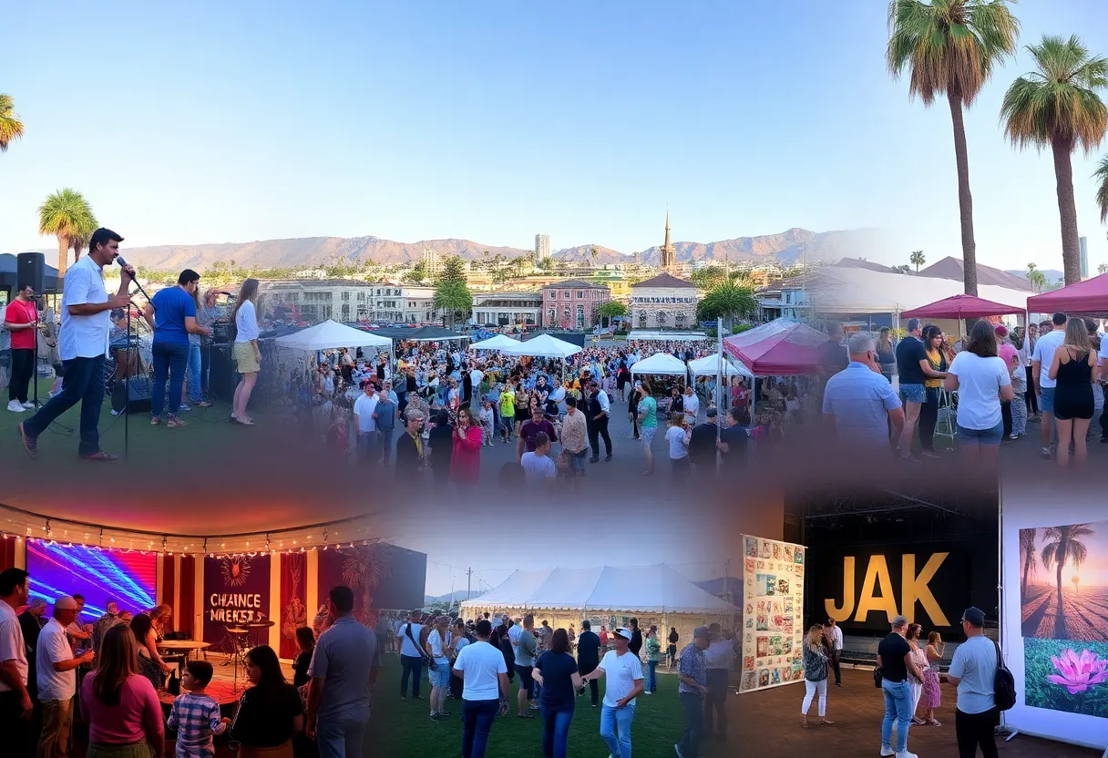 Collage showcasing various events in San Diego County including concerts, festivals, and art exhibitions.