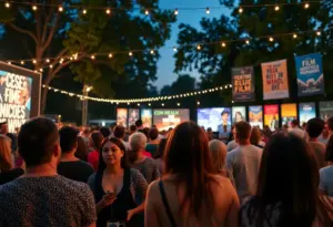 Diverse attendees at the San Diego International Film Festival enjoying outdoor screenings.