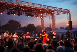 Performers at the San Diego Tijuana Jazz Festival entertaining a lively audience