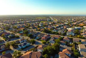 Aerial view of San Diego neighborhoods with residential homes.