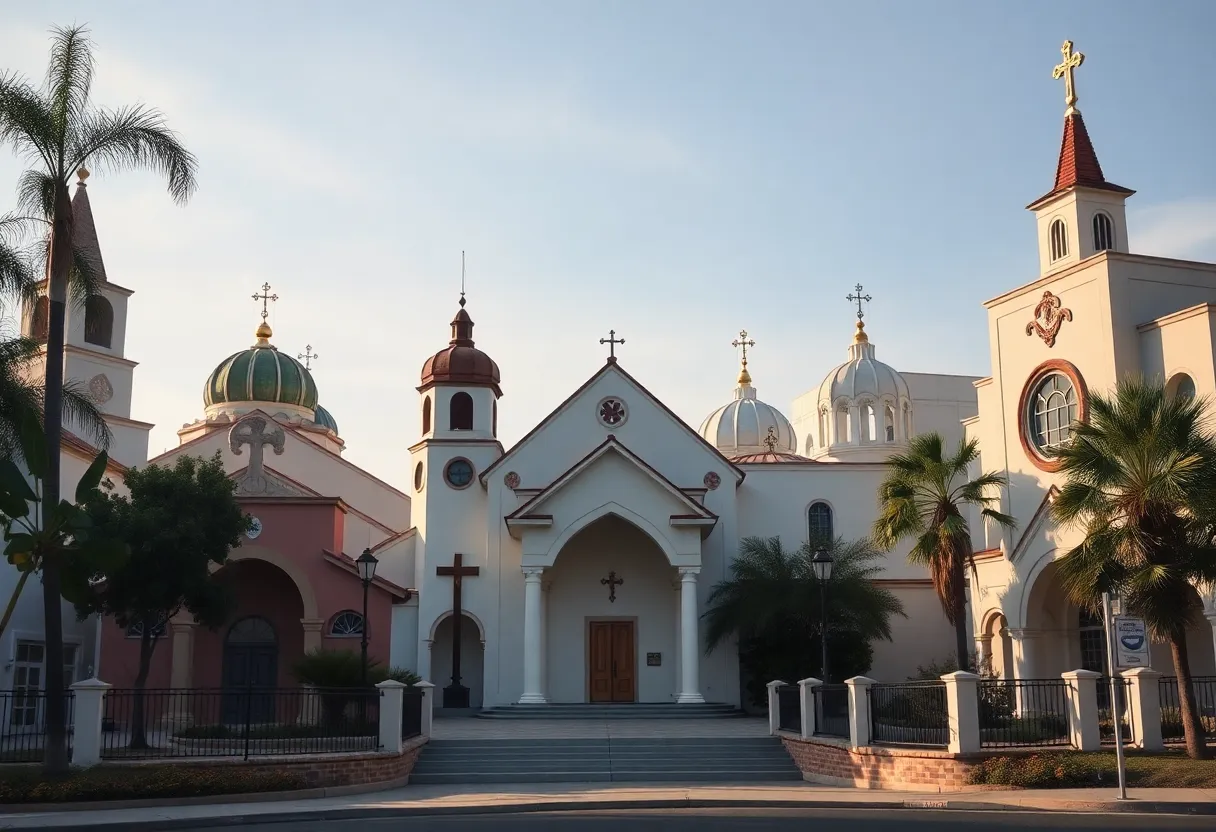 Diverse religious sites in San Diego reflecting community unity.