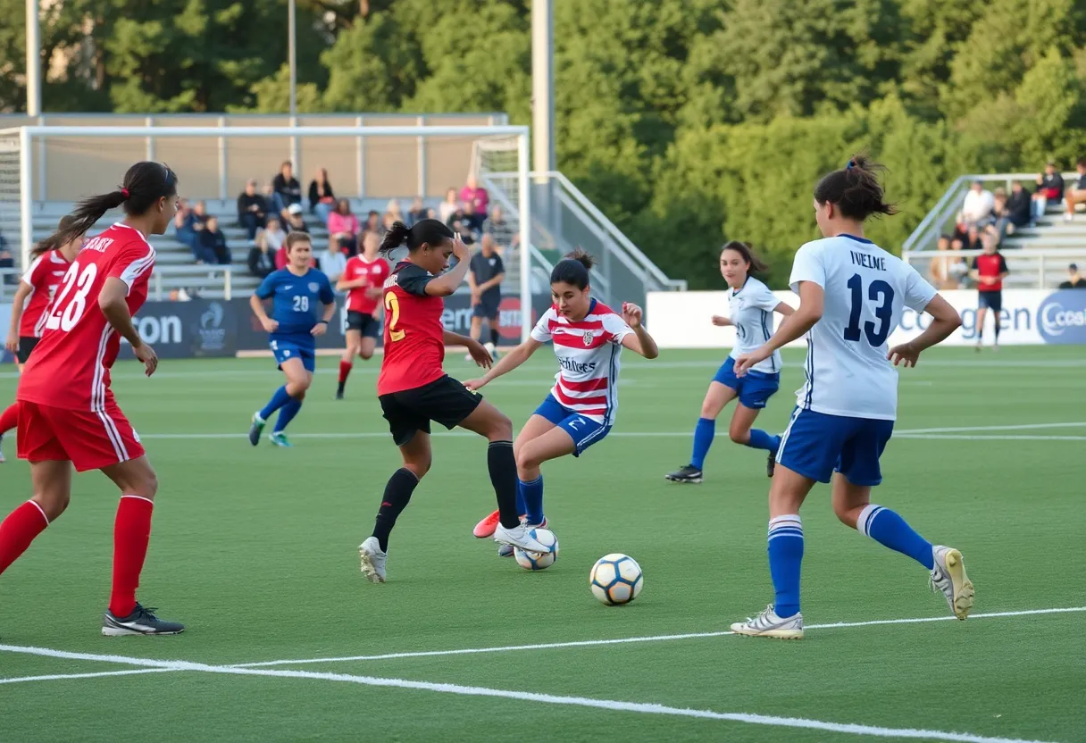San Diego State men's soccer team in action during a match against Yale.