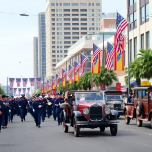 Parade in downtown San Diego honoring WWII veterans