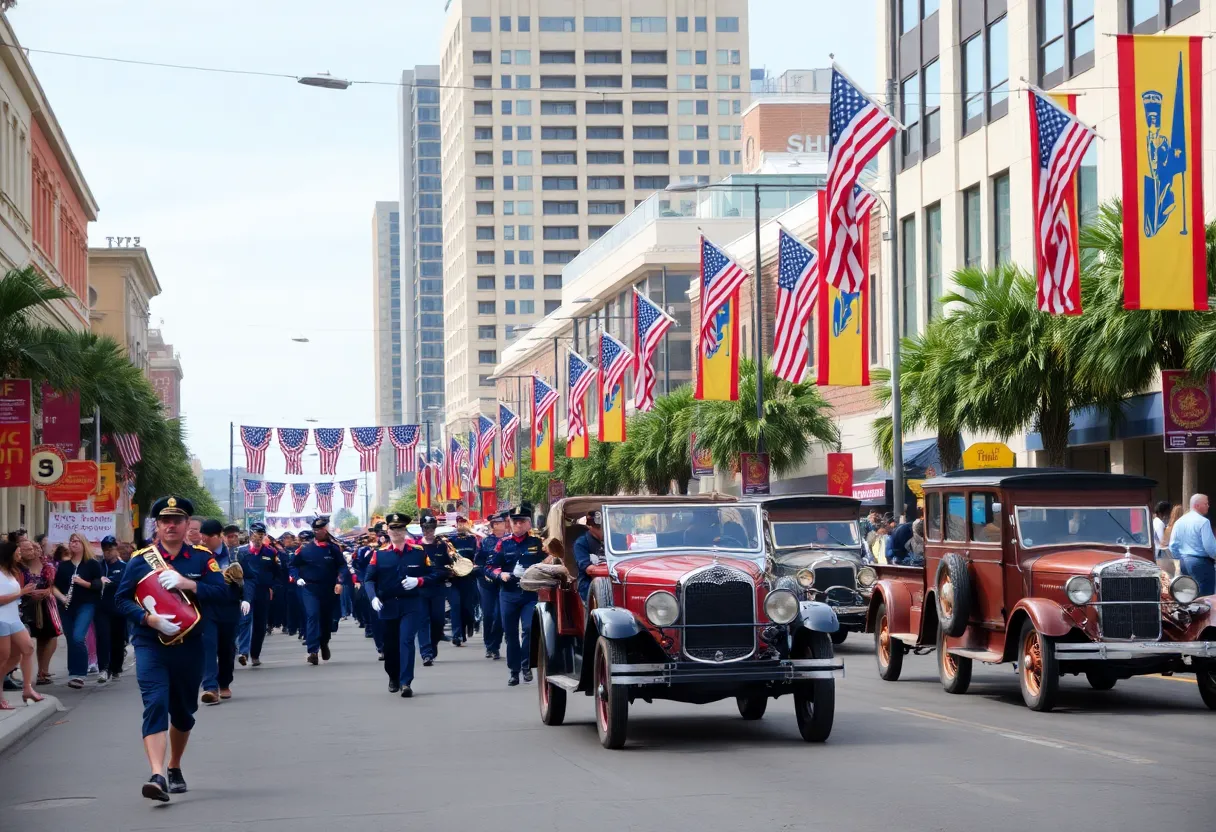 Parade in downtown San Diego honoring WWII veterans
